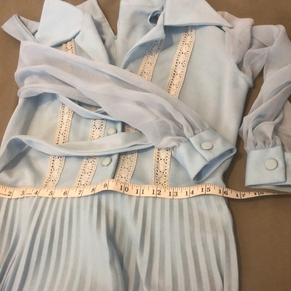 Gorgeous  Vintage  Long baby blue color women’s Dress Size L” - Picture 14 of 15